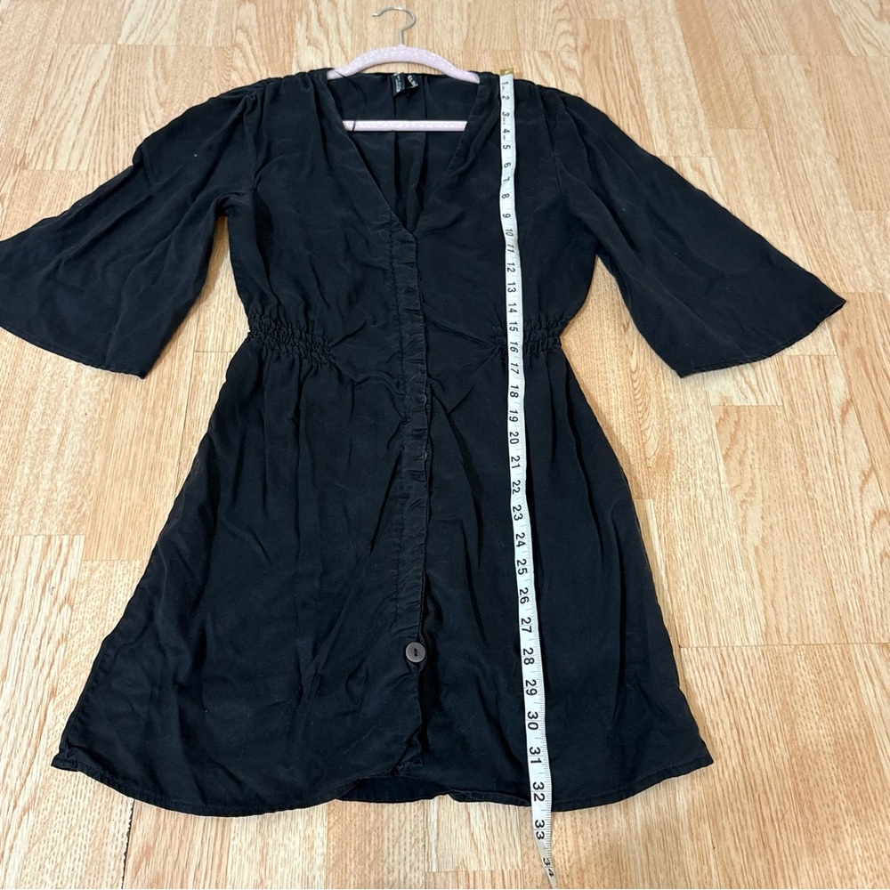 Zara Charcoal Button Down Mini Dress Gothic Dark Academia Whimsy Wednesday Sz S - Picture 5 of 9
